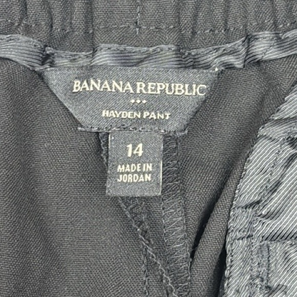 Banana Republic Hayden High Rise Elastic Waist Tapered Trouser Pant Black 14 - Picture 8 of 9